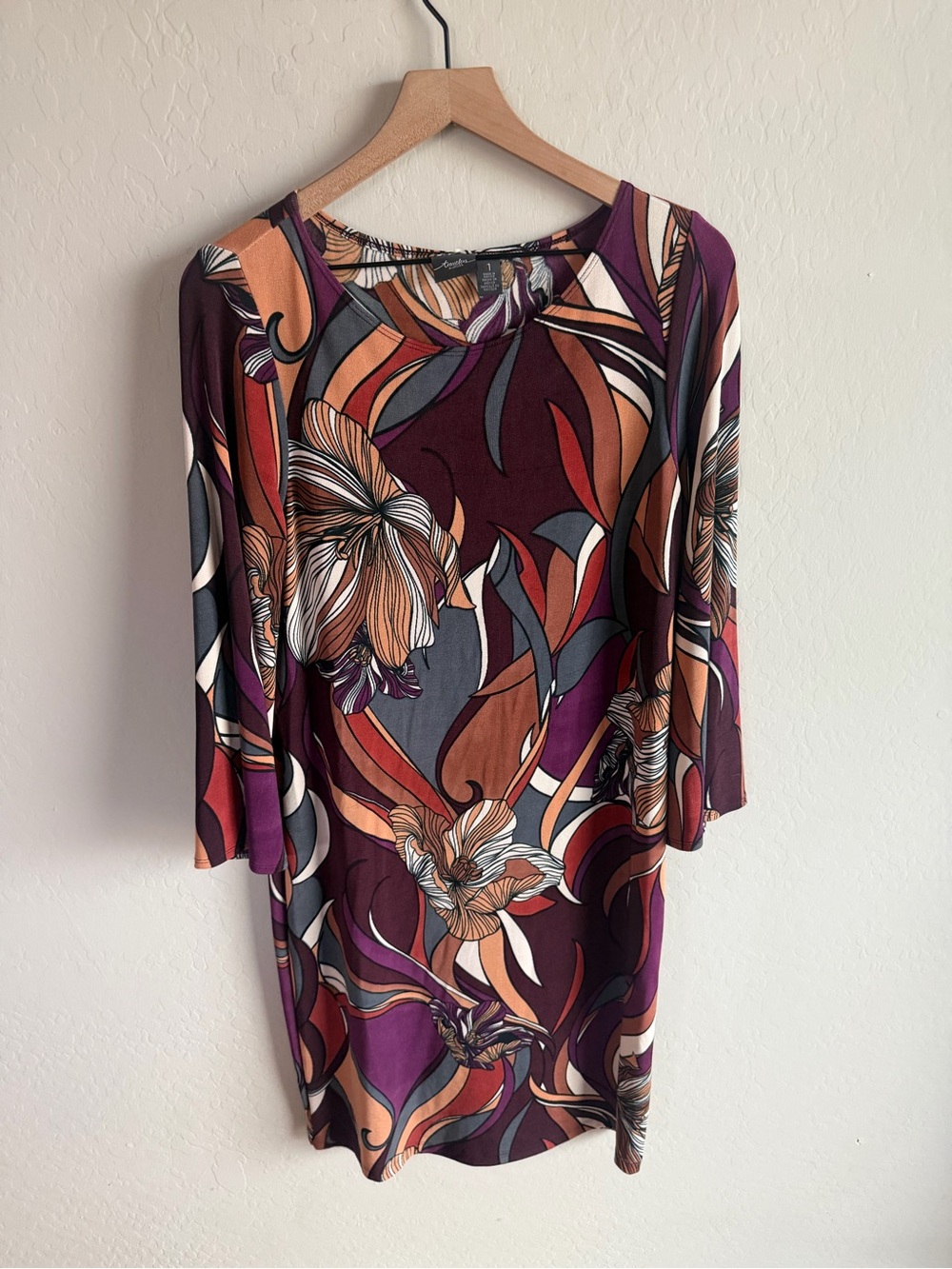 Chico’s Travelers Womens Floral Print Shift Dress 1 8/10 Tropical Stretchy